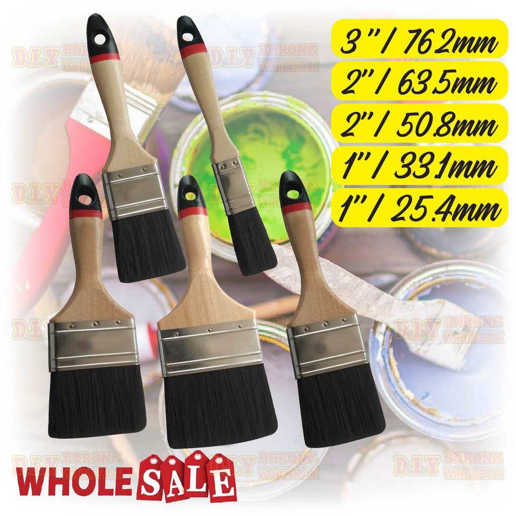 Wooden Handle Paint Brush Pure Bristle Wall Painting/Berus Cat Kayu