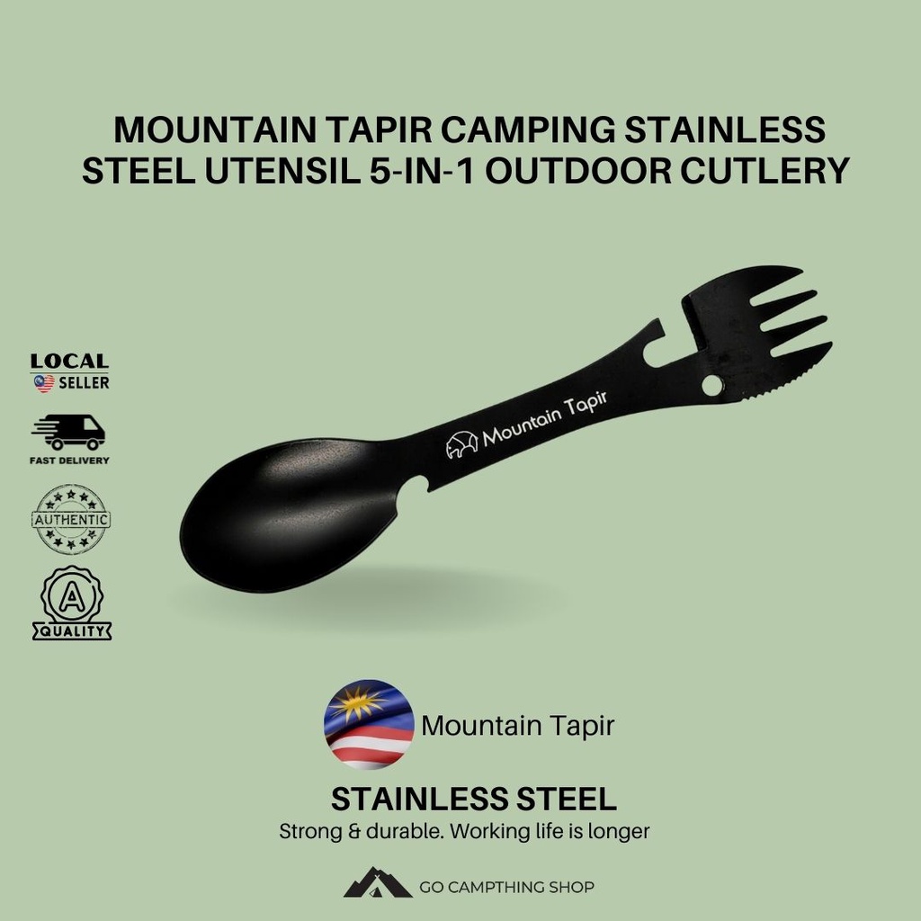 Mountain Tapir Camping Stainless Steel Utensil 5 in 1 Camping Cutlery