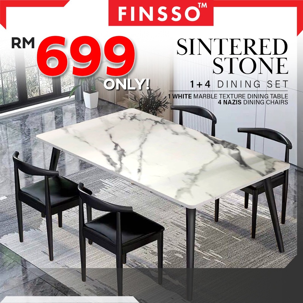 FINSSO : SINTERED STONE Marble Texture Dining Table with Nazis Chair