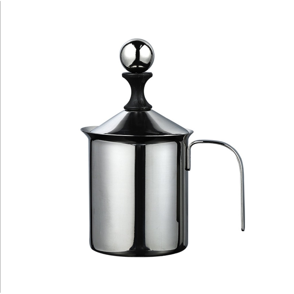 400ML/800ML Stainless Steel Manual Milk Frother Double Mesh Cappuccino