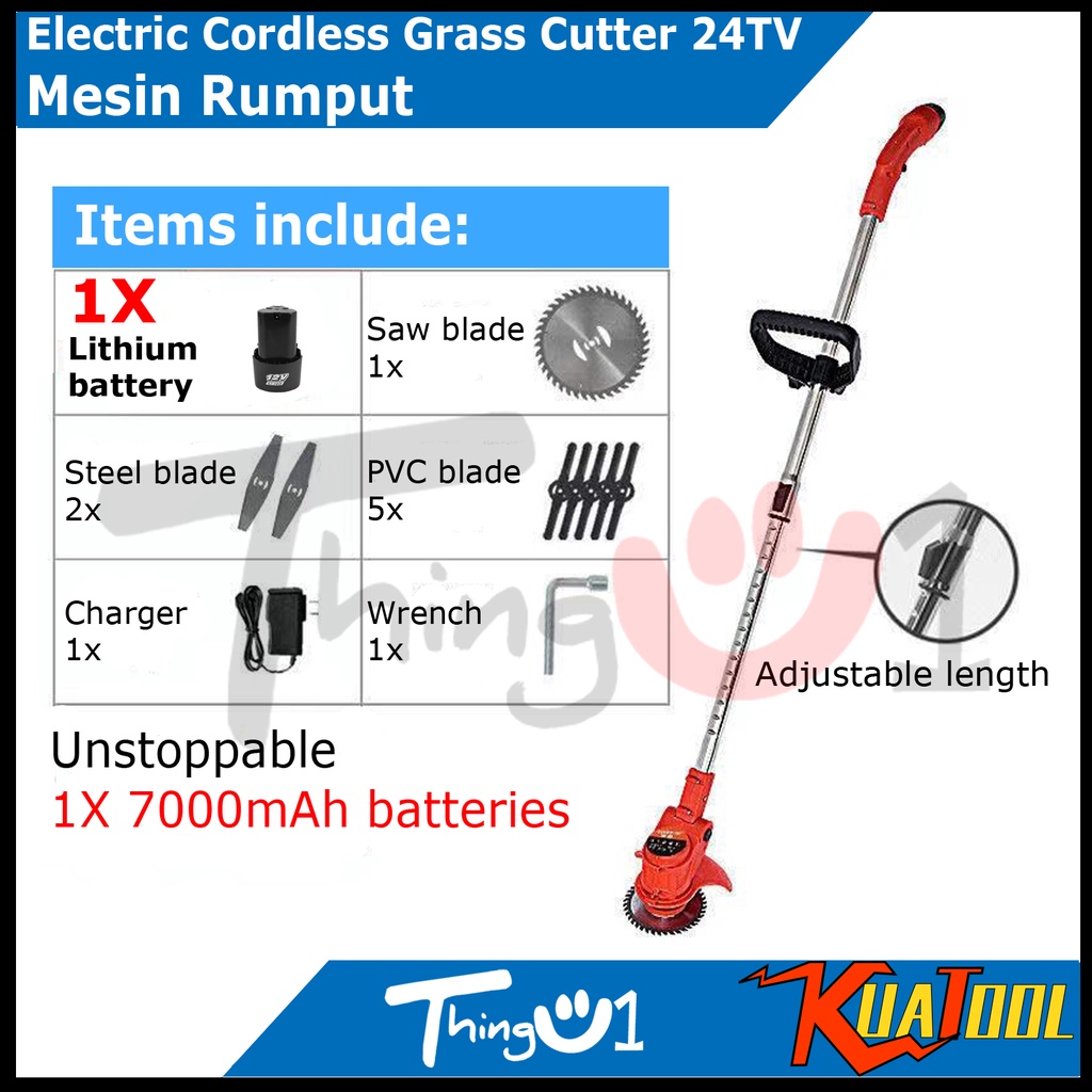 Kuatool 388v 188v 12v Mesin Rumput Elektrik Lawn Mower Cordless Grass