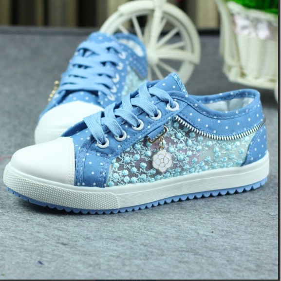 Cutouts Lace Canvas Shoes Hollow Floral Print Breathable Platform Women Casual Shoes Students Canvas Shoes Shopee Malaysia