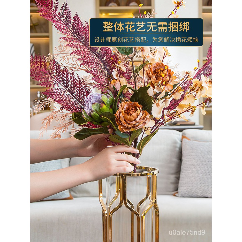 Vase轻奢玻璃花瓶花艺摆件客厅插花干花网红电视柜美式玄关餐桌装饰品 Shopee Malaysia