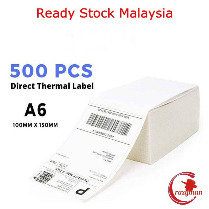 MY.StylishHouse 500pcs A6 Thermal Label Paper Shipping Label Shopee