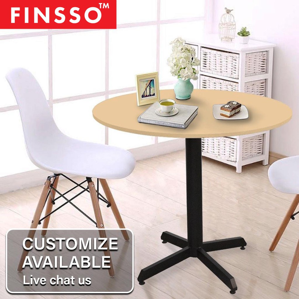 [80/90/100cm] Runda Black Frame Tri-Leg Simple Round Cafe Dining Table