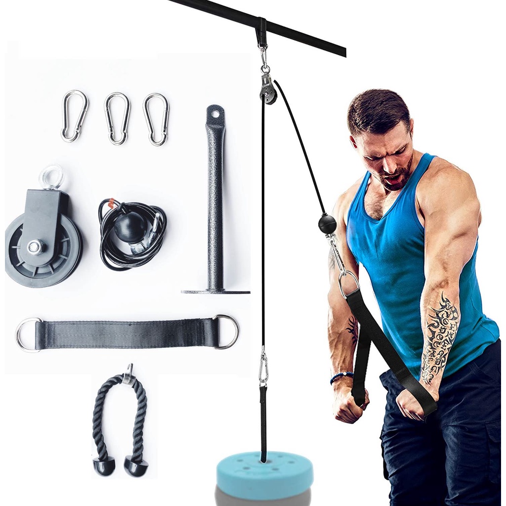 Fitness Pulley Cable System DIY Lifting Triceps Rope Machine Workout Adjustable Length Triceps