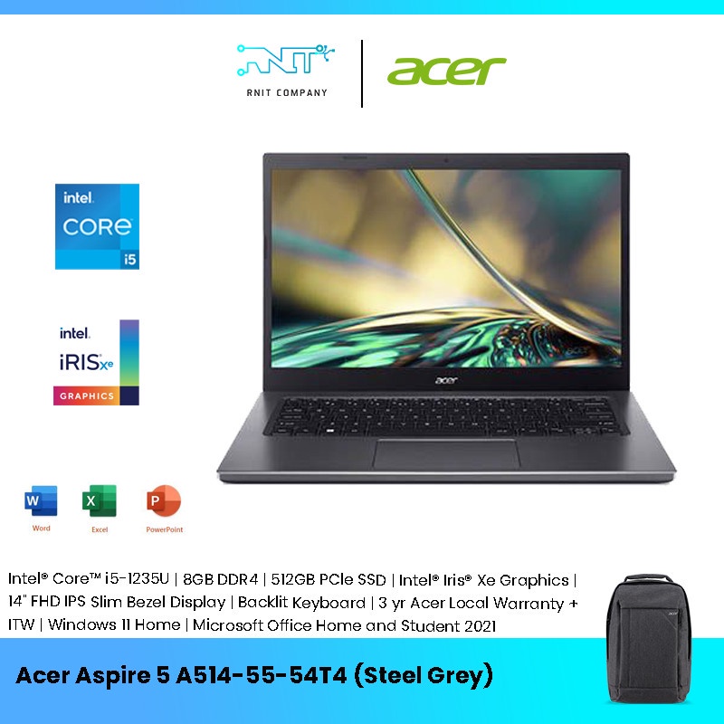 Acer A514-55-54T4, Intel i5-1235U, 8GB DDR4, 512GB PCIE SSD, 14