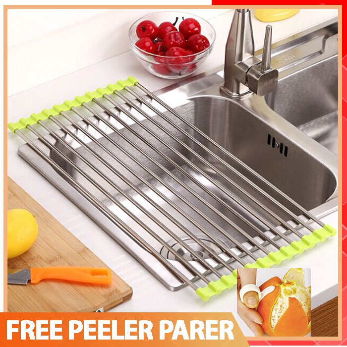 Multifunction Stainless Steel Folding Kitchen Sink Dish Drain Rack Holder