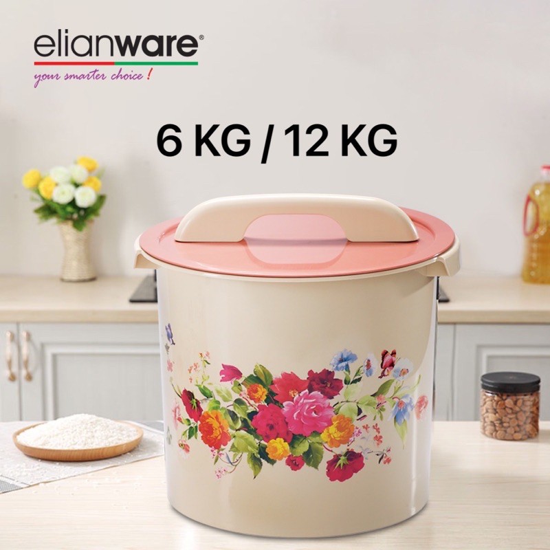 ELIANWARE 6KG/12KG Rice Dispenser / Rice Bucket/Bekas Beras/Tong Beras/Baldi Beras/Penyimpan Beras/BPA-FREE/Food Storage