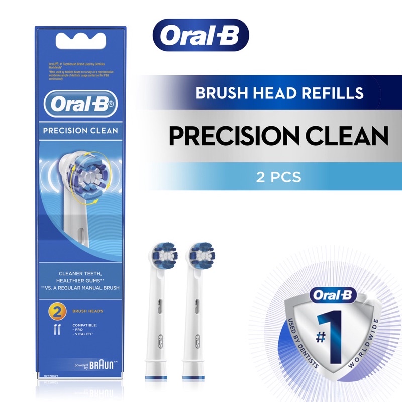 Oral-B Power Tooth Brush Set Precision Clean Brush Head Refill 2 Pcs 3 ...