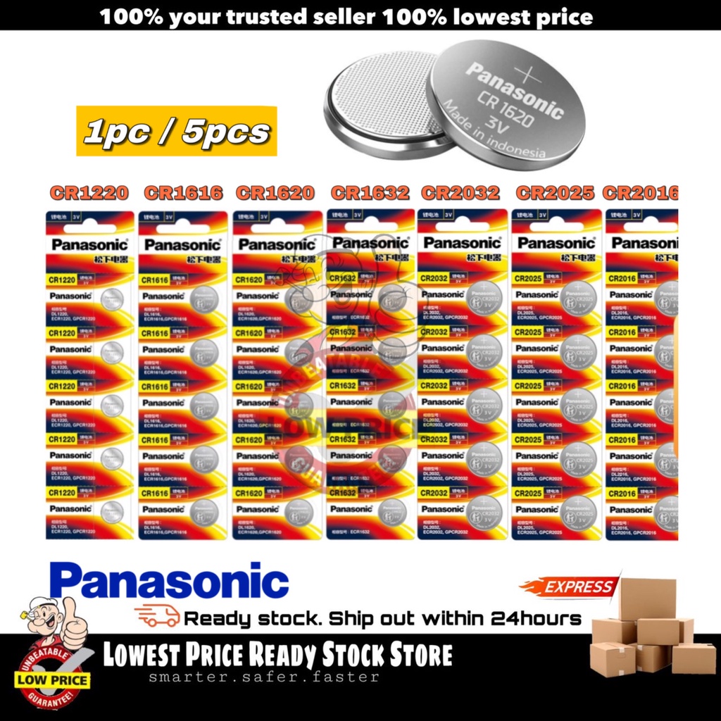 Panasonic 1Card CR2016 CR2025 CR2032 CR1620 CR1632 CR1616 CR1220 Lithium Car Alarm Battery Remote Button Bateri 3V