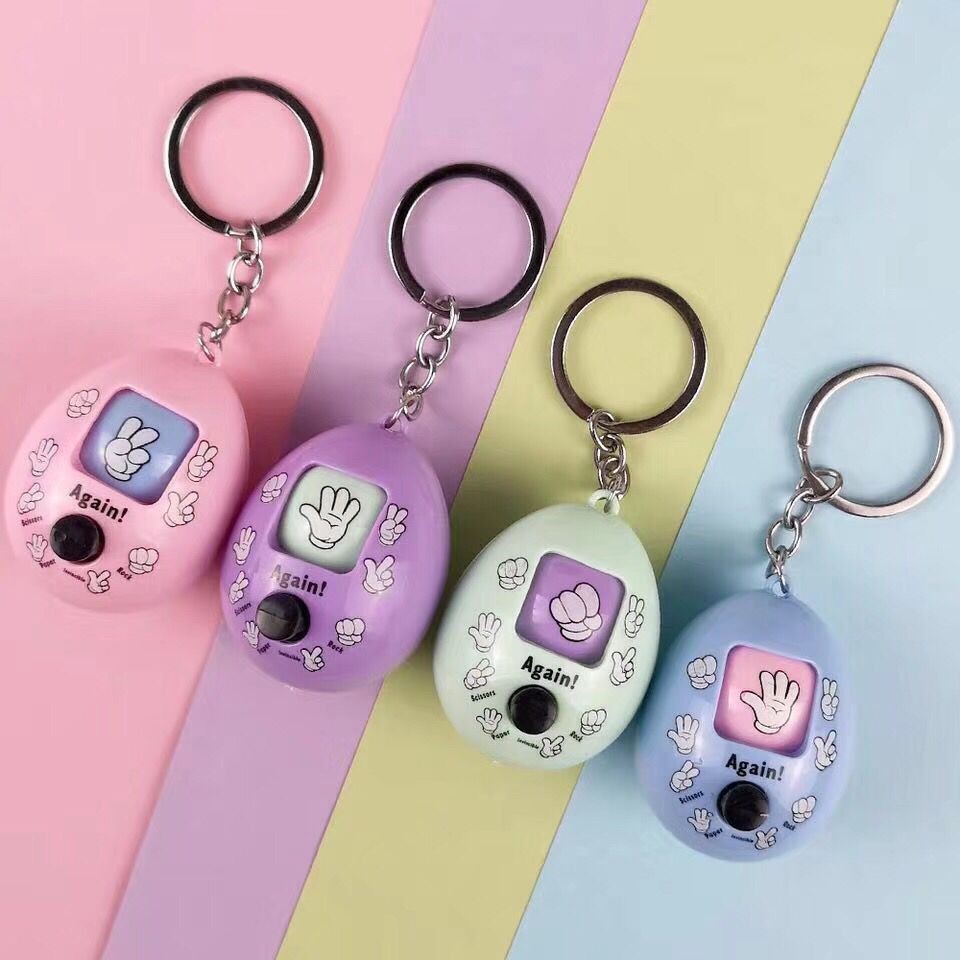 Mini Fun Fair Finger Guessing Game Rock Paper Scissors Tricky Egg Toy Keychain/ Pendant DDJ Fun Battle Game Keyring