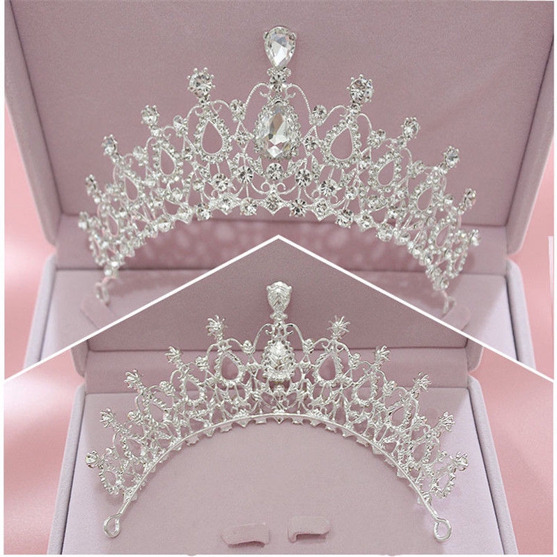 Birthday Diadem Wedding Bridal Crown Crystal Rhinestone Water Drop Shape Tiara