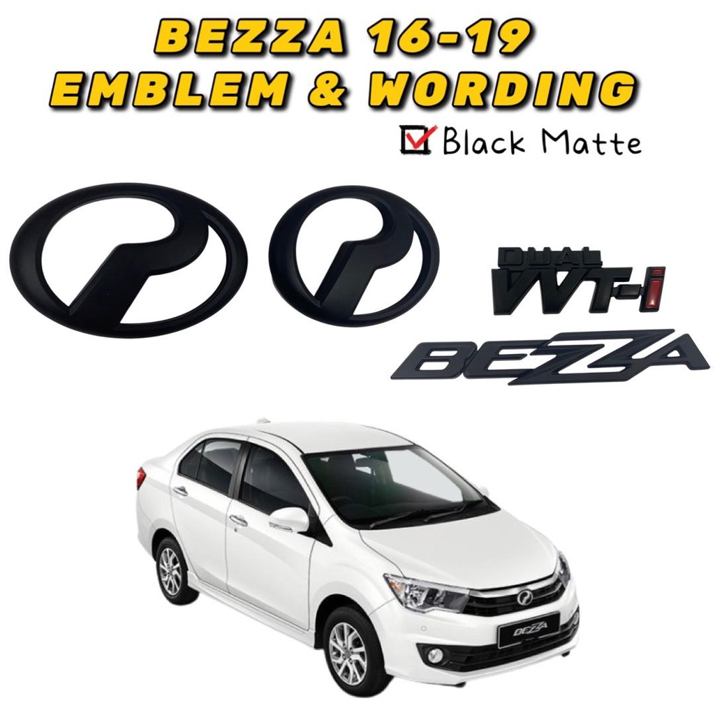 PERODUA BEZZA 2016 2017 2018 2019 EMBLEM FRONT & REAR & WORDING BLACK ...