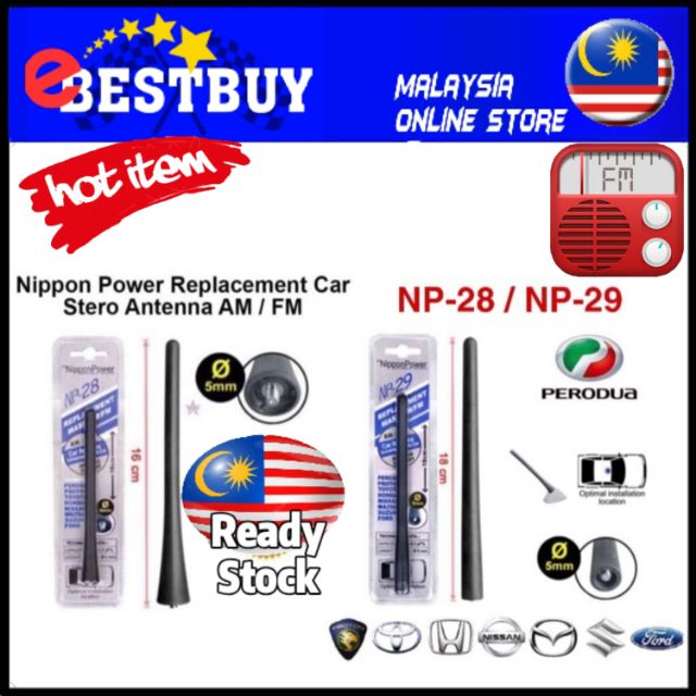 NP-28 NP29 car roof antenna mast pole FM  Shopee Malaysia