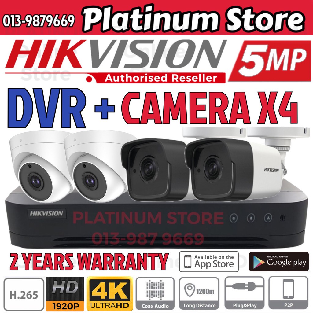 HIK HIKVISION 5MP 4-CHANNEL CCTV Ultra HD 1920P 5.0MP 4CH DVR + Camera ...