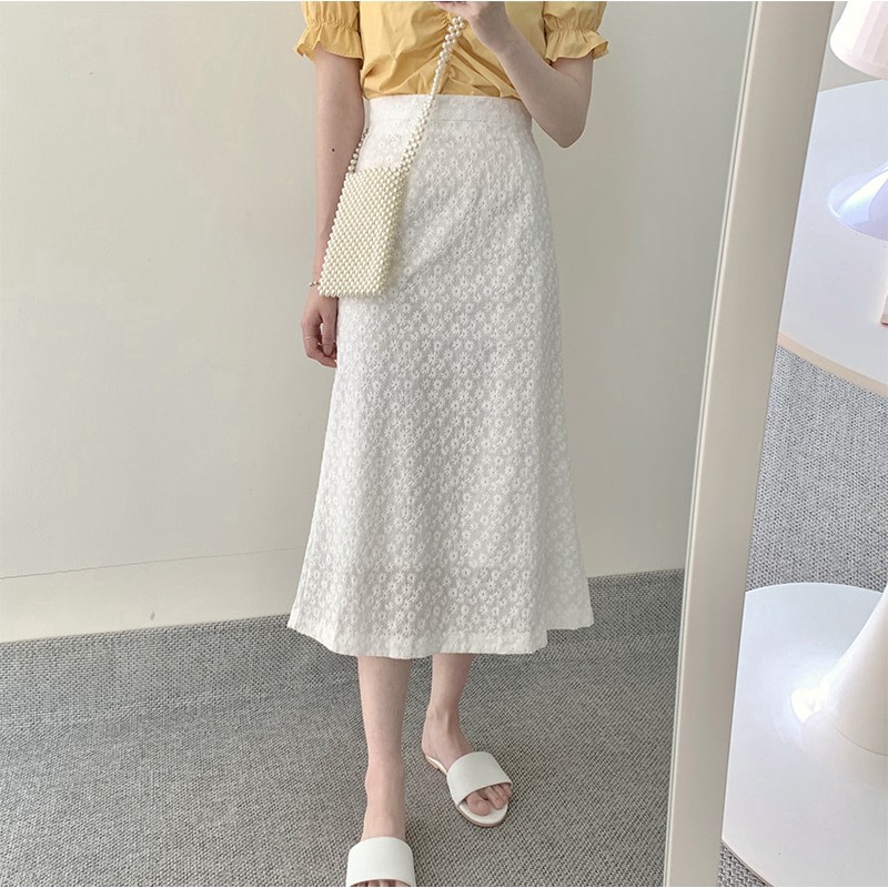 Zuoan Korean  Style A line Midi  Skirt  Lace Midi  Skirt  