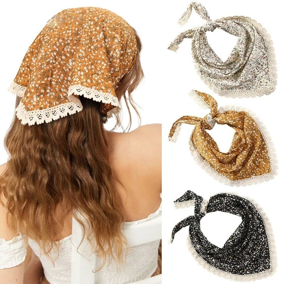 Bandana Chiffon Hair Scarf Floral Elastic Hair Scarf Print Hair Scarf for Women