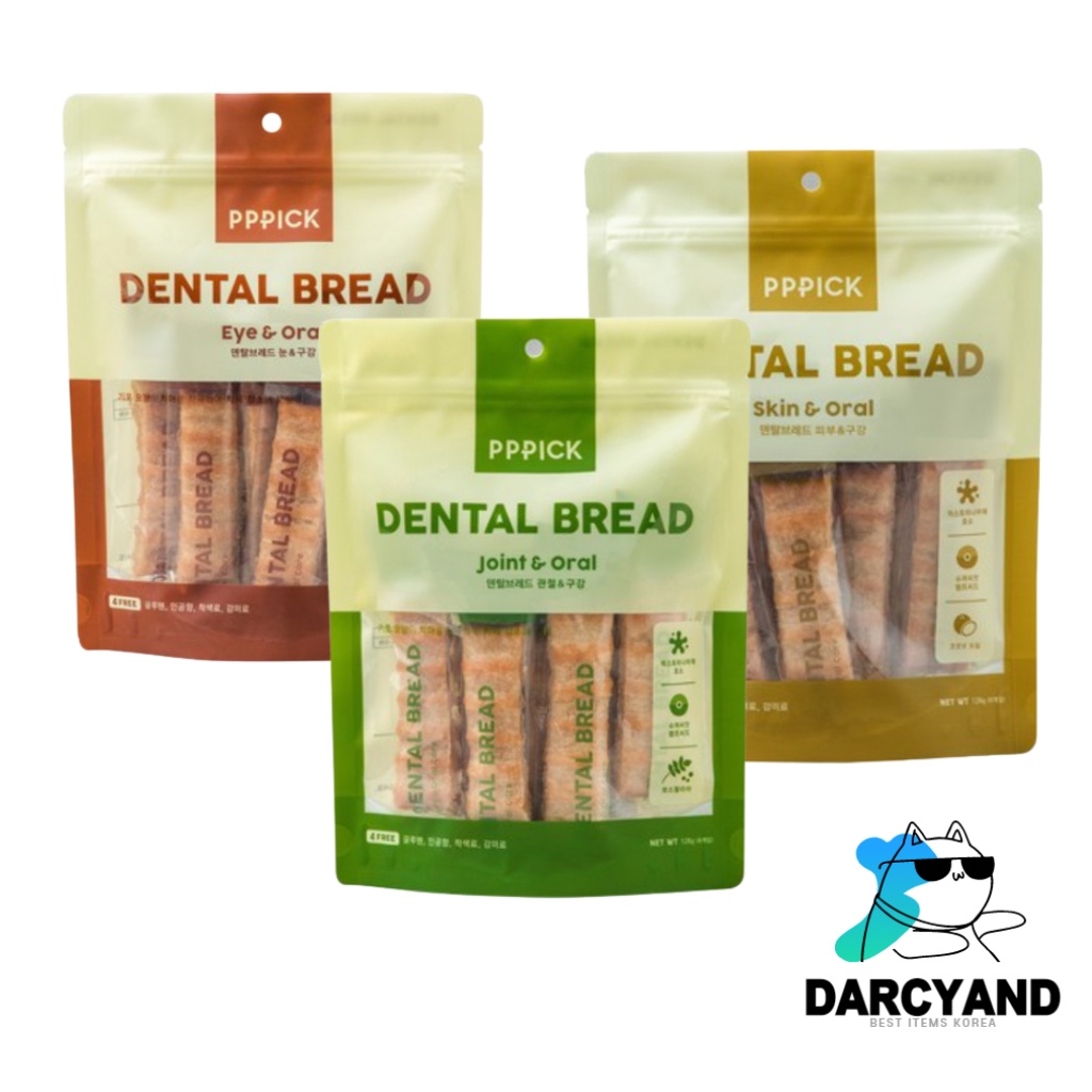 PPPICK Dental Bread Korean Dog Dental Treat Soft 8pcs Dogs Chew Eye Joint Skin Oral Tartar Plaque Removal