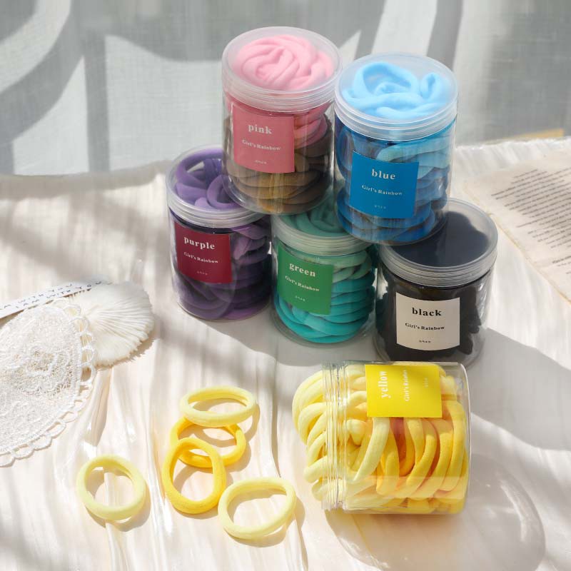 50PCS/set Girly Gradient Color Seamless Hair Rope Color Hair Ring High Elastic Head Rope Candy