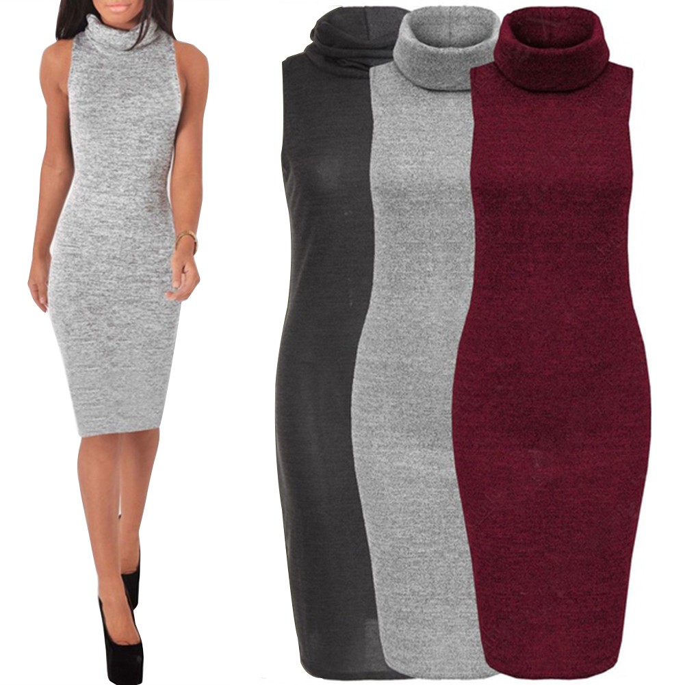 sleeveless polo neck dress