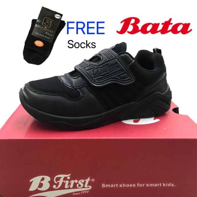 Bata B Frist Original Kasut Sekolah Hitam Free Socks B First Shopee