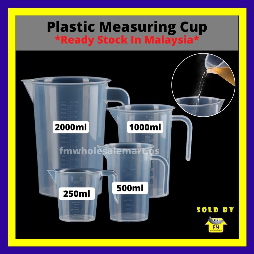 Clear Plastic Measuring Cup for Baking Beaker Liquid Measure Jug Measure Cup / Penyukat