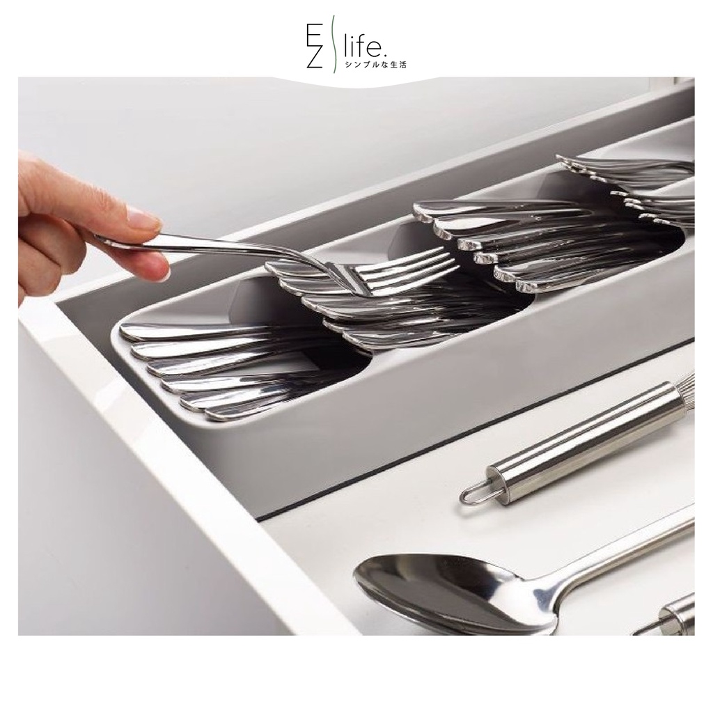 EzLife Cutlery Holder Organiser Tray Spoon Fork Knife Utensil Storage Drawer Cabinet Tool Penyimpan Pinggan Mangkuk餐具收納