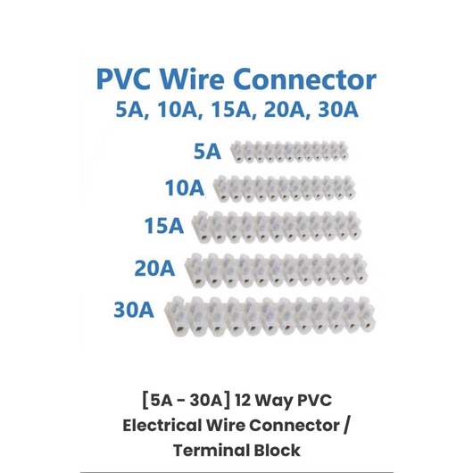 12 Way PVC Electrical Wire Connector / Terminal Block [10A, 15A, 20A] Shopee Malaysia