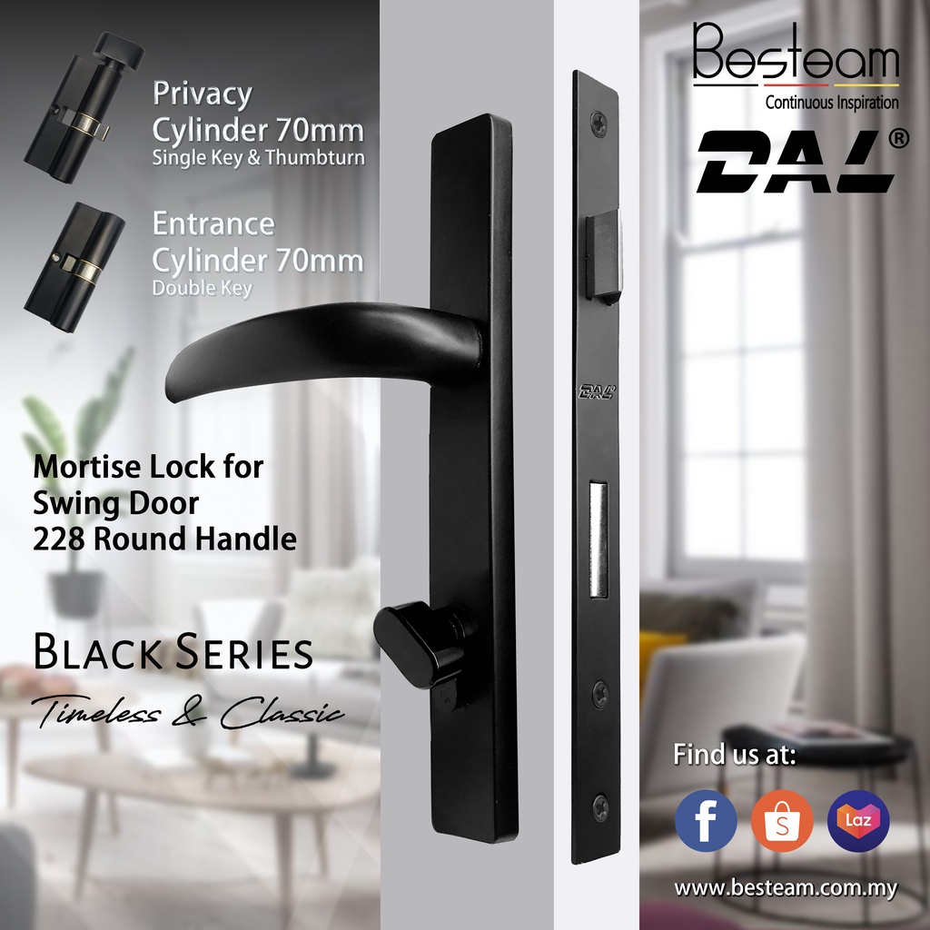 Swing Door Handle Mortise Lock Single/Double Key DAL® 228 Round