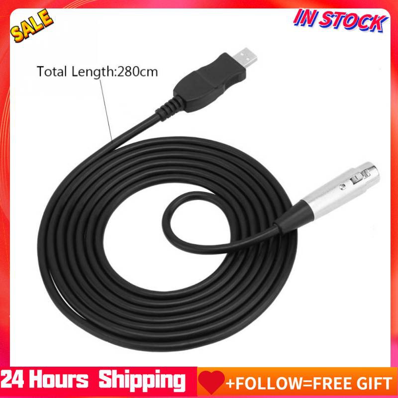 Usb Male To Xlr Female Microphone Mic Studio Audio Link Cable Adapter Black Shopee Malaysia