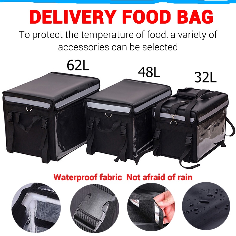 Thermal Food Delivery Bag for Motorcycle (32L / 48L / 62L) | GrabFood, FoodPanda Insulated Waterproof Backpack