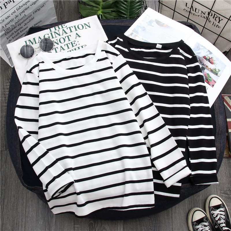 Hailys T-Shirt black-white striped pattern casual look Fashion Shirts T-Shirts 