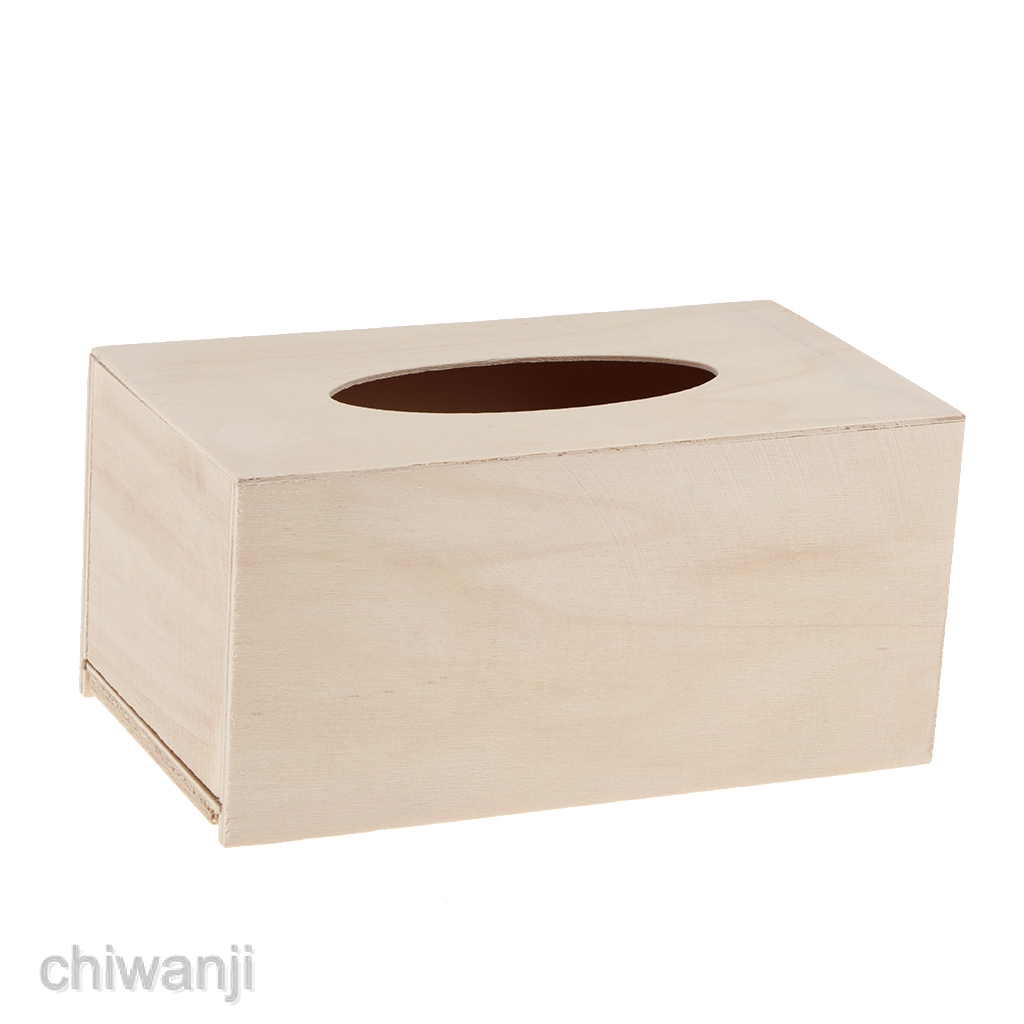 Unfinished Wooden Tissue Box Cover Holder For Crafting Creating