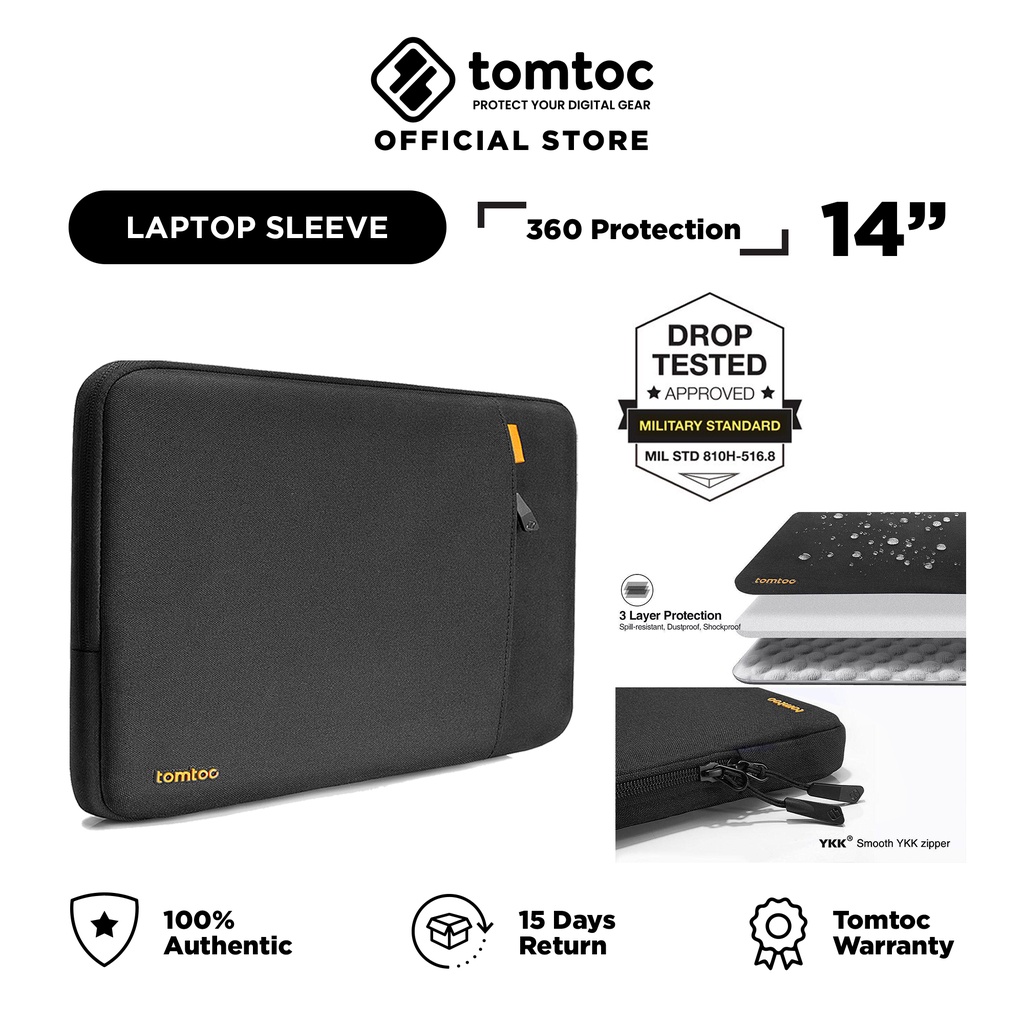 Lightweight Laptop Notebook Ultrabook Sleeve Bag for MacBook Pro 14 tomtoc 360 Protective Laptop Carrying Case for 14-inch MacBook Pro M1 Pro/Max A2442 2021 Water-Resistant Shockproof 
