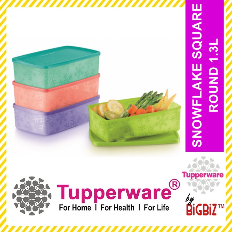 Original TUPPERWARE Snowflake Square Round 1.3L Bekas Kuih Raya [ Ready Stock ]