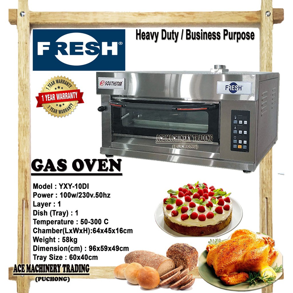 FRESH Gas Oven 1 Layer 1 Tray 0-300℃ Heavy Duty Business Use Commercial Use Gas Oven Food Oven Gas Oven YXY-10DI