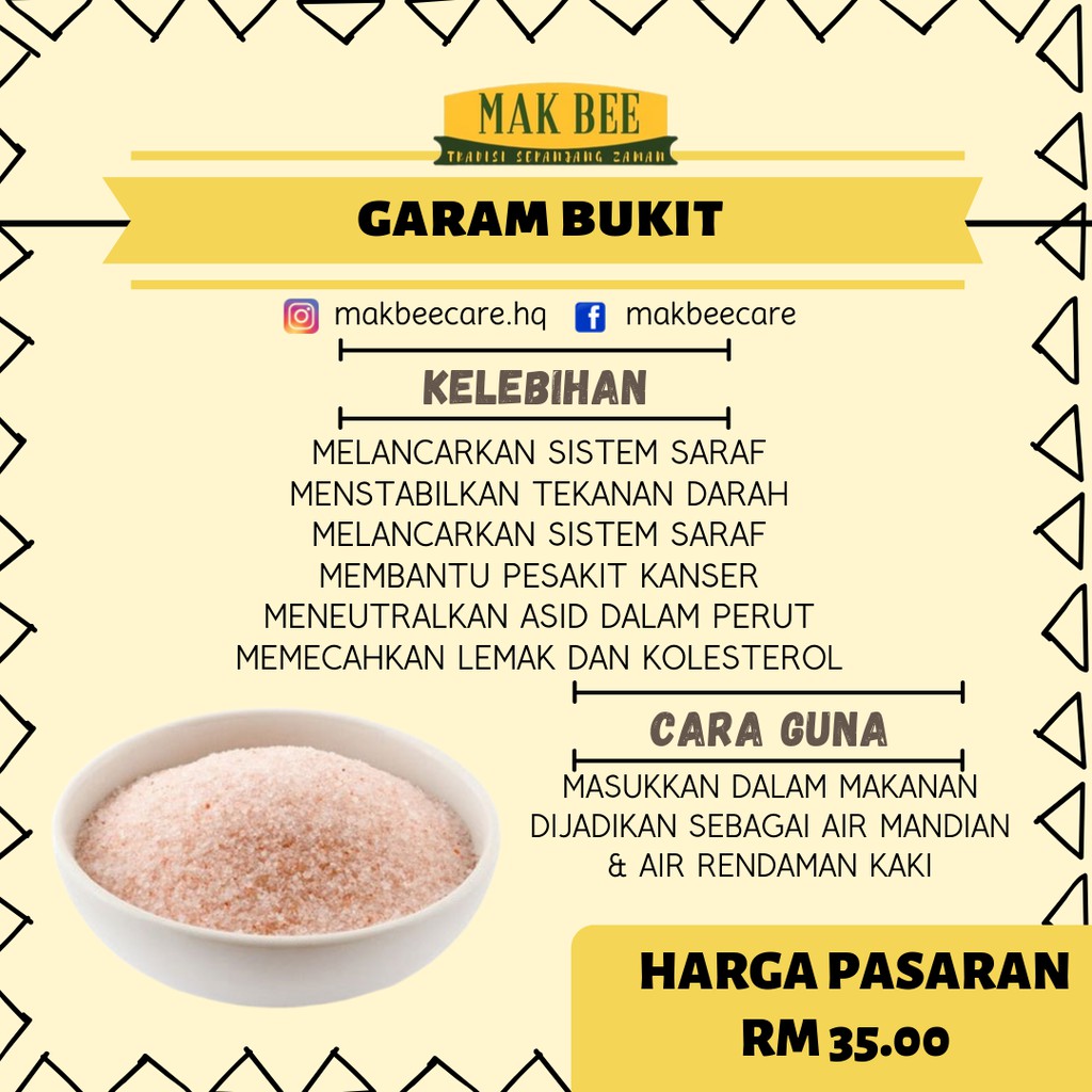Hq Garam Bukit Mak Bee 100gm Shopee Malaysia