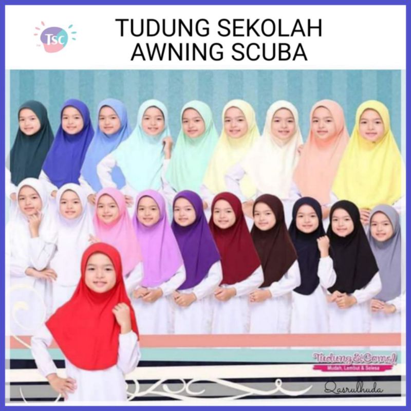 Qasrulhuda Tudung Sekolah Tudung Sekolah Budak Tudung Sekolah Awning Scuba Tudung Si Comel