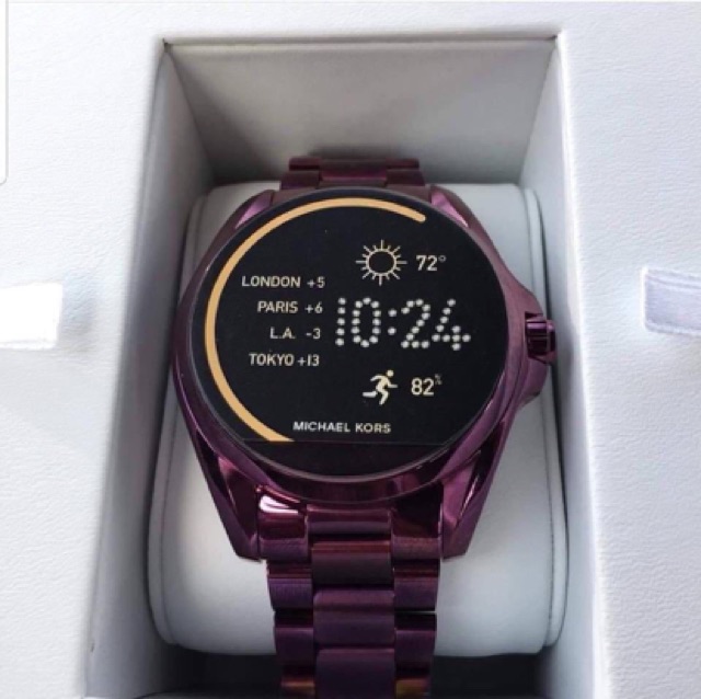 michael kors access mkt5017 bradshaw bracelet smart watch in purple