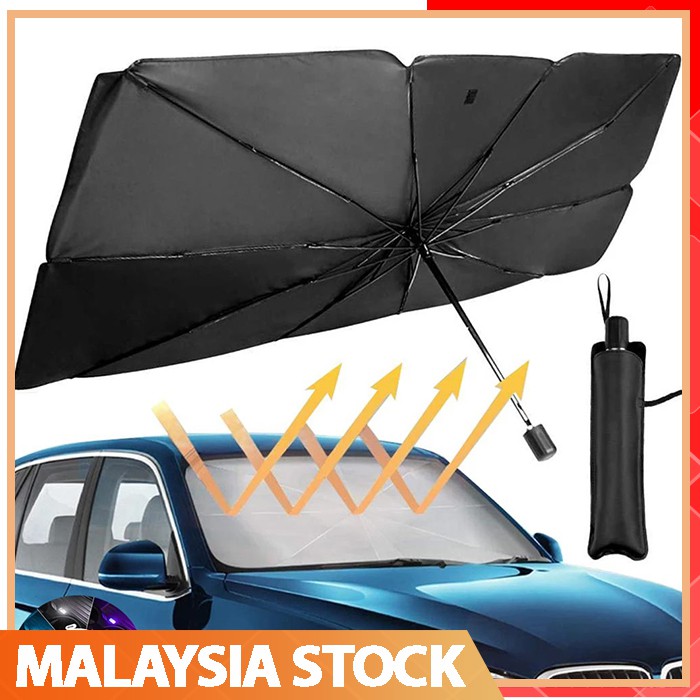 🇲🇾 Car Windshield Sun Shade Umbrella Retractable UV Reflection Auto ...