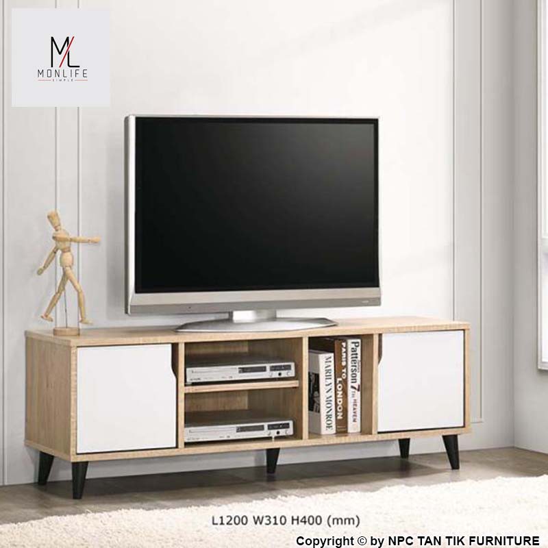 Monolife Preorder 4 Ft Tv Cabinet Tv Console Tv Media Storage Cabinet Sonoma Oak White Shopee Malaysia