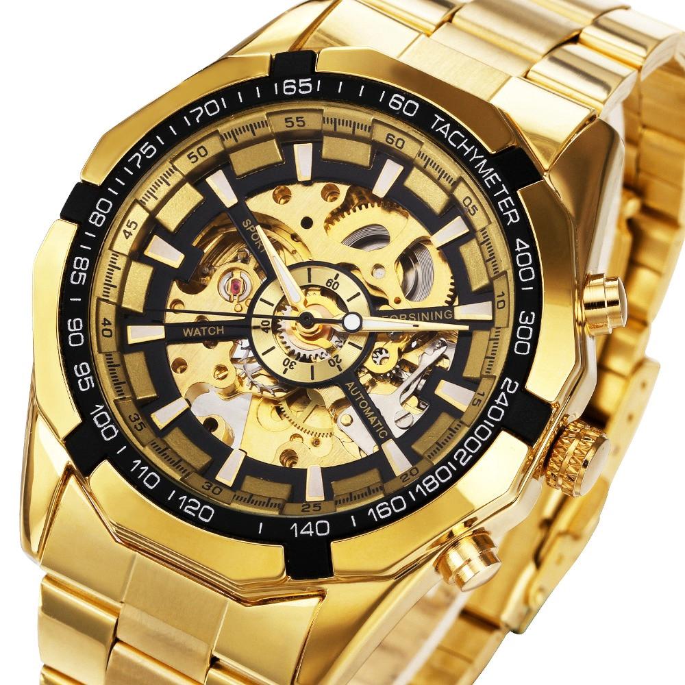 FORSINING Watch ,Men Skeleton Automatic Mechanical Watch Gold Skeleton ...