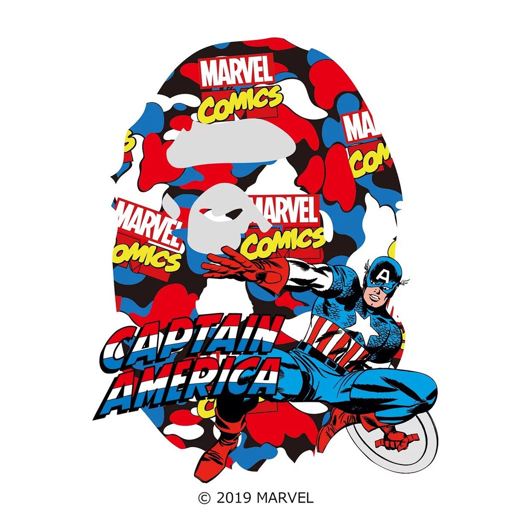 BAPE x Marvel Camo Tee - CAPTAIN AMERICA | Shopee Malaysia