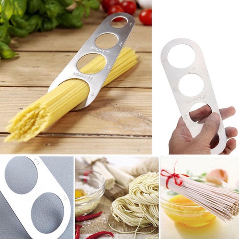 Stainless Steel Spaghetti Measurer Measuring Tool 4 Hole Measure Portion Control Cooking Pasta Ruler 