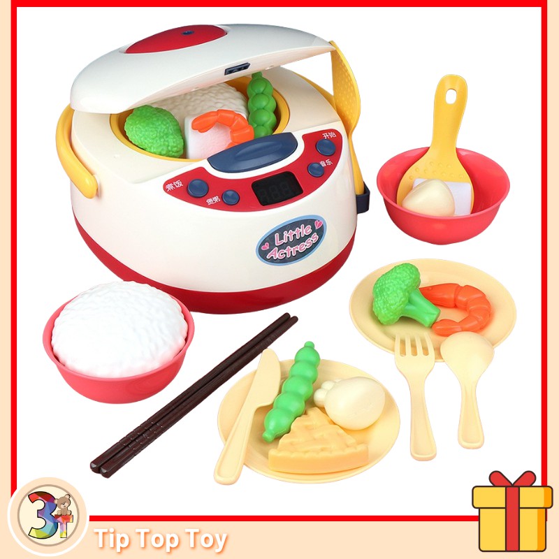 Premium Kids Smart Spray Rice Cooker Kitchen Preten Play Toy Cooking Set Cooking Rice Voice Song Tip Top Toy