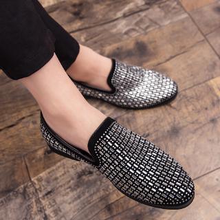 mens black sequin loafers