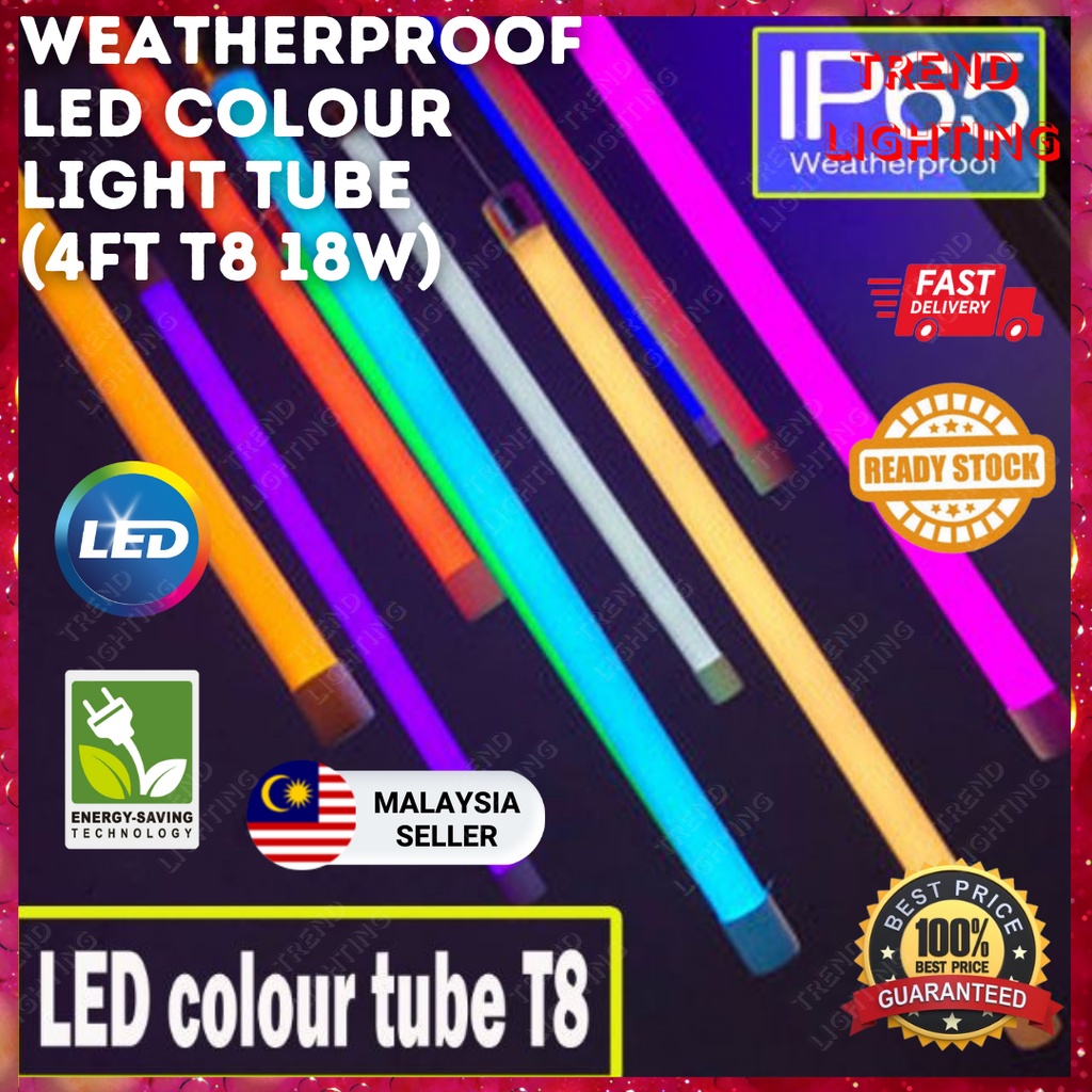 LED Lampu Color Light Tube Waterproof Weatherproof 4ft T8 18W Multi ...