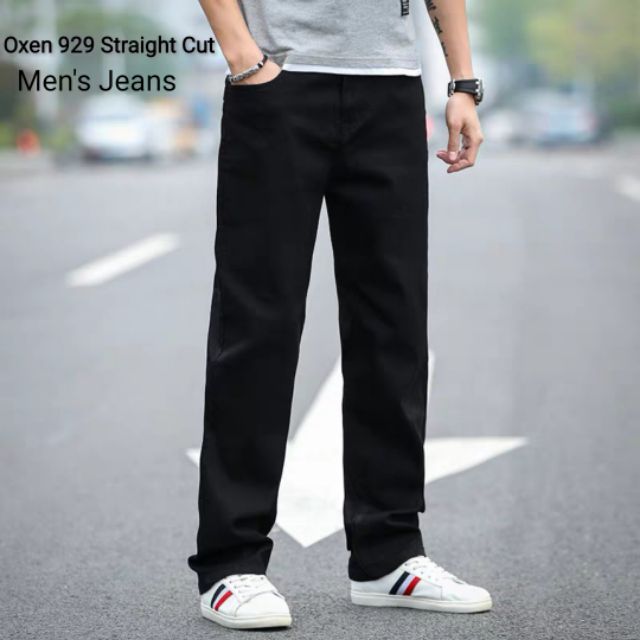 black straight cut jeans