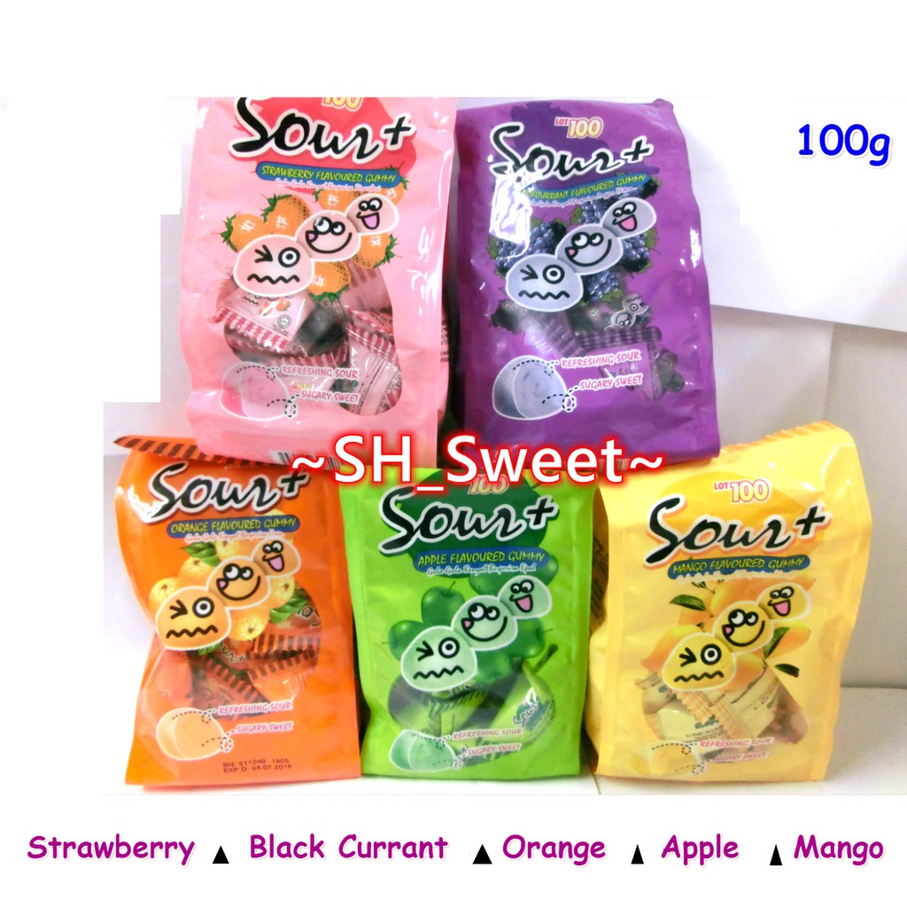 100g LOT 100 Sour+ Soft Candy Gummy Lot100 Gula Jelly Masam Shopee